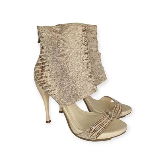 BCBGENERATIONS ANIMAL-PRINT CREAM HEALS SZ.7 GUC - Picture 1 of 11